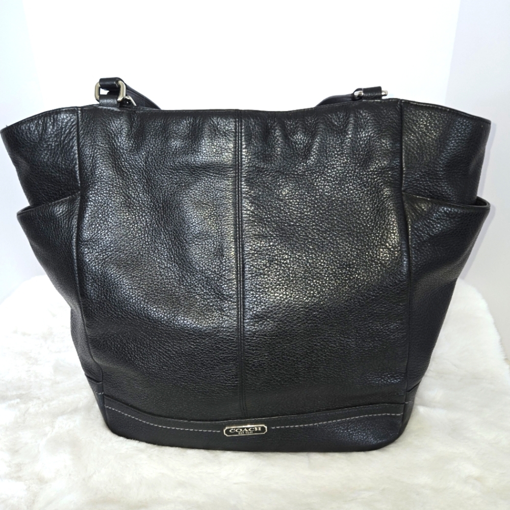 Coach Park Black Leather Tote Bag F23662 EUC